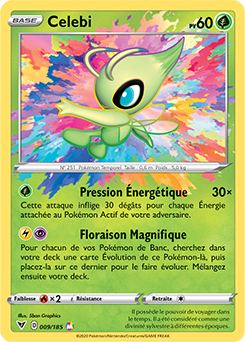 Carte Pokémon Amazing Rare Celebi 009/185 de la série Voltage Éclatant
