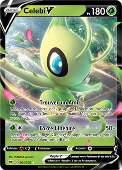 Carte Pokémon Ultra rare V Celebi V 1/202 de la série Épée et Bouclier