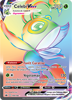 Carte Pokémon Celebi VMAX 199/198 de la série Règne de Glace en vente au meilleur prix