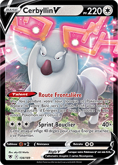 Carte Pokémon Ultra rare V Cerbyllin V 134/189 de la série Astres Radieux