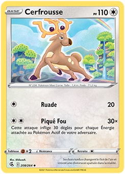 Carte Pokémon Peu commune Cerfrousse 208/264 de la série Poing de Fusion