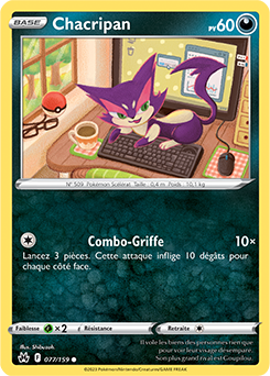 Carte Pokémon Communes Chacripan 077/159 de la série Zénith Suprême