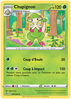Carte Pokémon Peu commune Chapignon 5/264 de la série Poing de Fusion