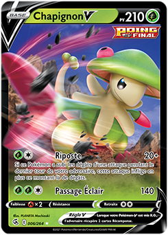 Carte Pokémon Ultra rare V Chapignon V 6/264 de la série Poing de Fusion