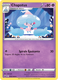 Carte Pokémon Chapotus 72/198 de la série Règne de Glace en vente au meilleur prix