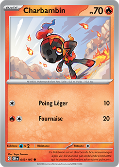 Carte Pokémon Charbambin 43/197 de la série Flammes Obsidiennes en vente au meilleur prix