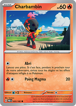 Carte Pokémon Communes Charbambin 25/182 de la série Faille Paradoxe