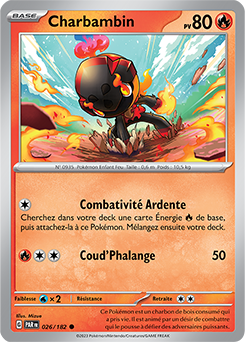 Carte Pokémon Communes Charbambin 26/182 de la série Faille Paradoxe
