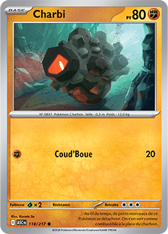 Carte Pokémon Charbi 118/217 de la série Héros Transcendants en vente au meilleur prix