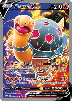 Carte Pokémon Full Art V Chartor V 188/202 de la série Épée et Bouclier