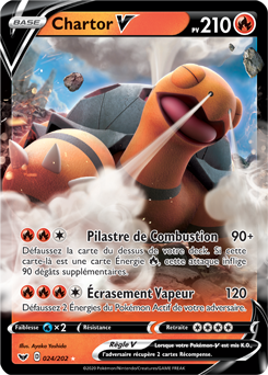 Carte Pokémon Ultra rare V Chartor V 24/202 de la série Épée et Bouclier