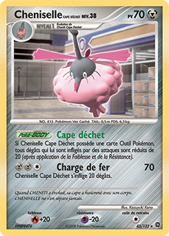 Carte Pokémon Rare Cheniselle Cape Déchet 43/132 de la série Merveilles Secrètes
