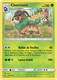 Carte Pokémon Peu commune Chevroum 36/214 de la série Tonnerre Perdu