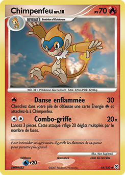 Carte Pokémon Peu commune Chimpenfeu 56/130 de la série Diamant & Perle
