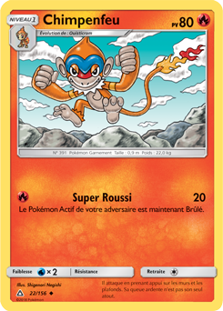 Carte Pokémon Peu commune Chimpenfeu 22/156 de la série Ultra Prisme