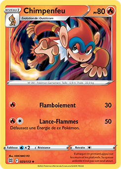 Carte Pokémon Peu commune Chimpenfeu 025/172 de la série Stars Étincelantes