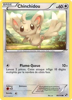 Carte Pokémon Commune Chinchidou 88/114 de la série Noir & Blanc