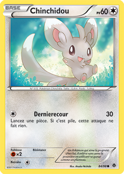 Carte Pokémon Chinchidou 84/98 de la série Pouvoirs Émergents en vente au meilleur prix