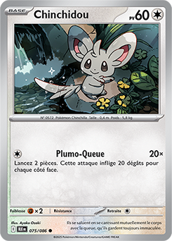 Carte Pokémon Communes Chinchidou 75/86 de la série Foudre Noire