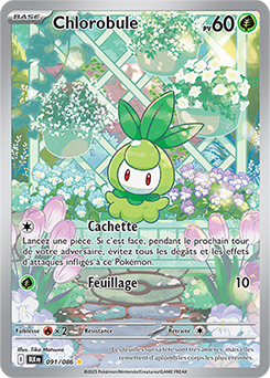 Carte Pokémon Illustration rare Chlorobule 91/86 de la série Foudre Noire