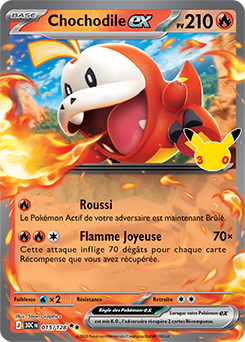 Carte Pokémon Double rare Chochodile ex 015/128 de la série 30e Anniversaire