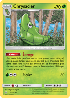 Carte Pokémon Peu commune Chrysacier 3/214 de la série Alliance Infallible