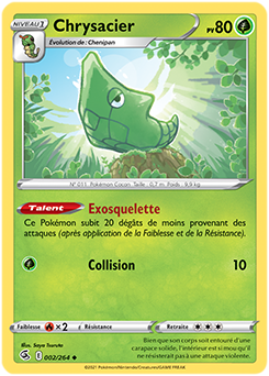 Carte Pokémon Peu commune Chrysacier 2/264 de la série Poing de Fusion
