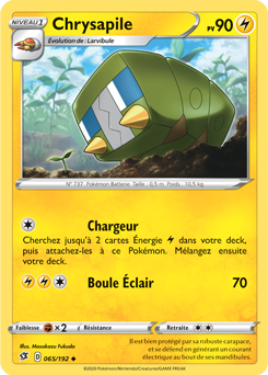 Carte Pokémon Peu commune Chrysapile 65/192 de la série Clash des Rebelles