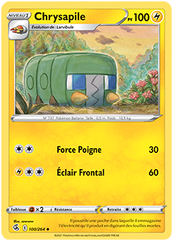 Carte Pokémon Peu commune Chrysapile 100/264 de la série Poing de Fusion