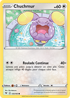 Carte Pokémon Commune Chuchmur 135/185 de la série Voltage Éclatant