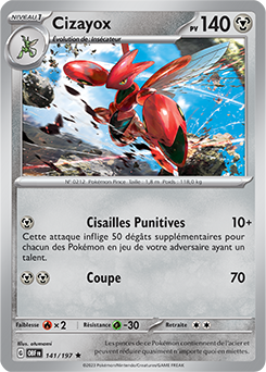 Carte Pokémon Rare Cizayox 141/197 de la série Flammes Obsidiennes