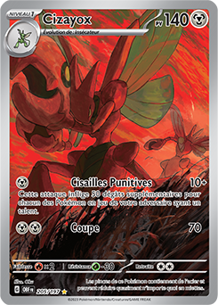 Carte Pokémon Illustration rare Cizayox 205/197 de la série Flammes Obsidiennes