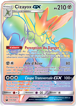 Carte Pokémon Secrète Rainbow GX Cizayox GX 175/168 de la série Tempête Céleste