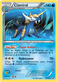 Carte Pokémon Holographique Rare Clamiral 32/114 de la série Noir & Blanc