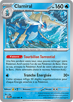 Carte Pokémon Rare Clamiral 23/86 de la série Flamme Blanche
