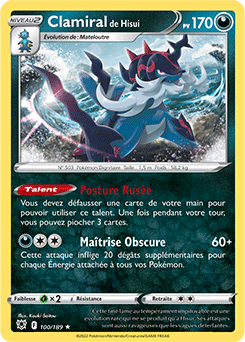 Carte Pokémon Holographique rare Clamiral de Hisui 100/189 de la série Astres Radieux