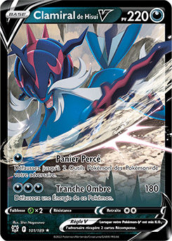 Carte Pokémon Ultra rare V Clamiral de Hisui V 101/189 de la série Astres Radieux