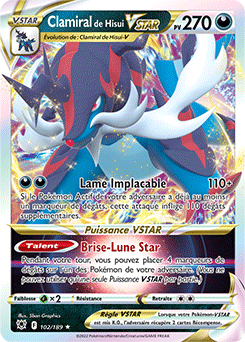 Carte Pokémon Ultra rare VSTAR Clamiral de Hisui VSTAR 102/189 de la série Astres Radieux