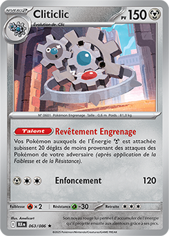 Carte Pokémon Rare Cliticlic 63/86 de la série Foudre Noire