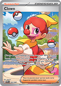 Carte Pokémon Ultra rare Clown 163/86 de la série Flamme Blanche