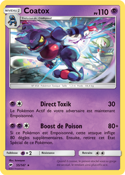 Carte Pokémon Rare Coatox 55/147 de la série Ombres Ardentes