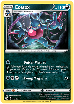 Carte Pokémon Coatox 166/264 de la série Poing de Fusion en vente au meilleur prix