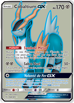 Carte Pokémon Pokémon Full Art Cobaltium GX 168/181 de la série Duo de Choc