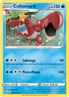 Carte Pokémon Colhomard 39/163 de la série Styles de Combat en vente au meilleur prix