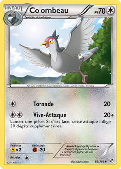 Carte Pokémon Peu commune Colombeau 85/114 de la série Noir & Blanc