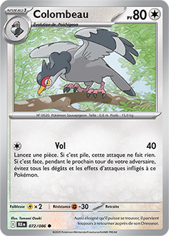 Carte Pokémon Communes Colombeau 72/86 de la série Foudre Noire