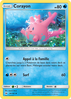 Carte Pokémon Peu commune Corayon 36/149 de la série Soleil & Lune