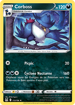 Carte Pokémon Corboss 115/196 de la série Origine Perdue en vente au meilleur prix