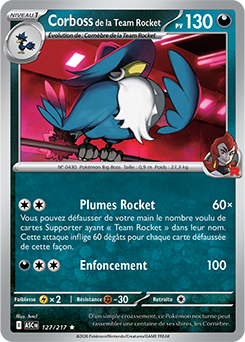 Carte Pokémon Corboss de la Team Rocket 127/217 de la série Héros Transcendants en vente au meilleur prix