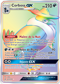 Carte Pokémon Secrète Rainbow GX Corboss GX 223/214 de la série Alliance Infallible